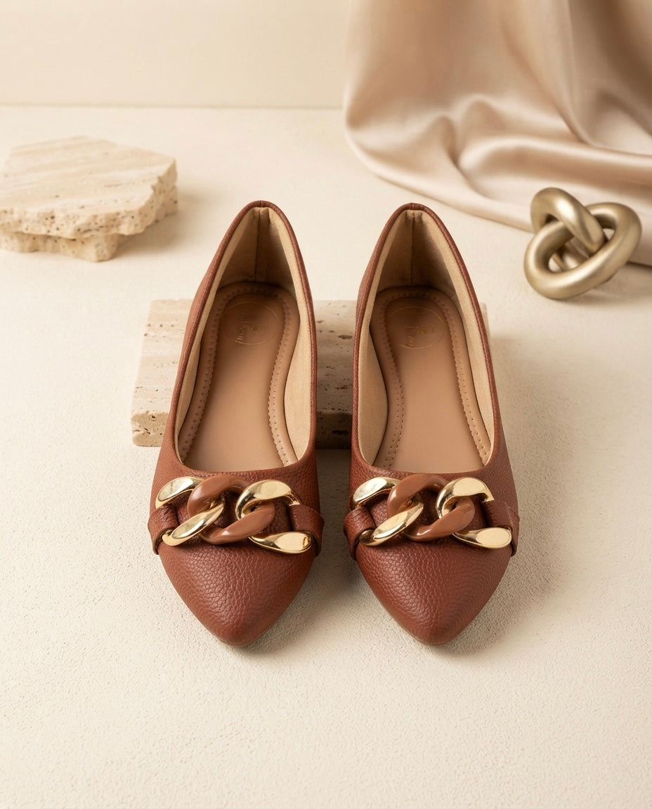 Synthia Brown Belly Flats