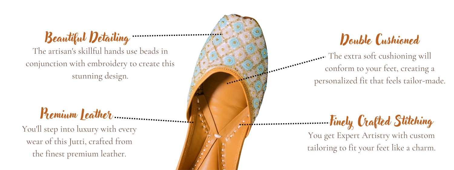 Highlights featuring Aqua Mosaic Punjabi Jutti for ladies by tradsew