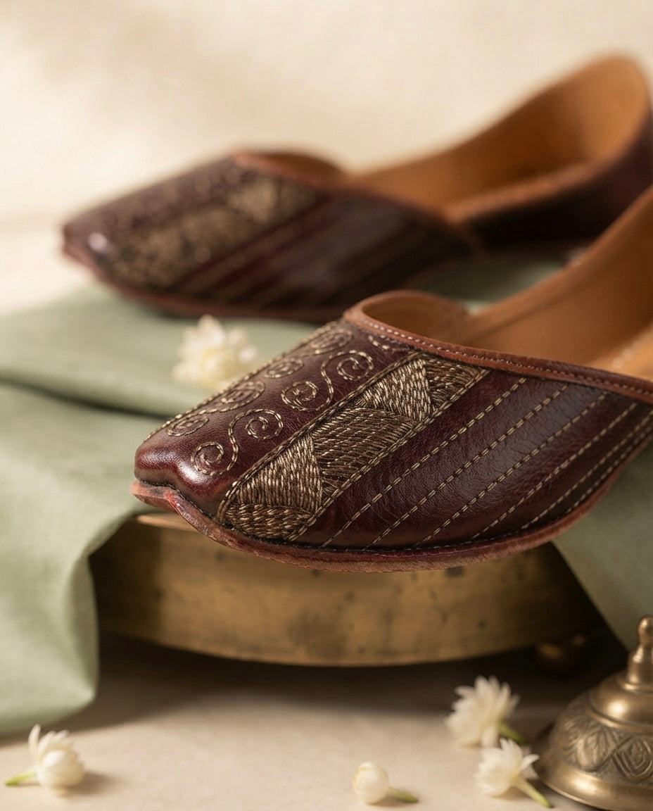 Kajol Brown Leather (Jutti)