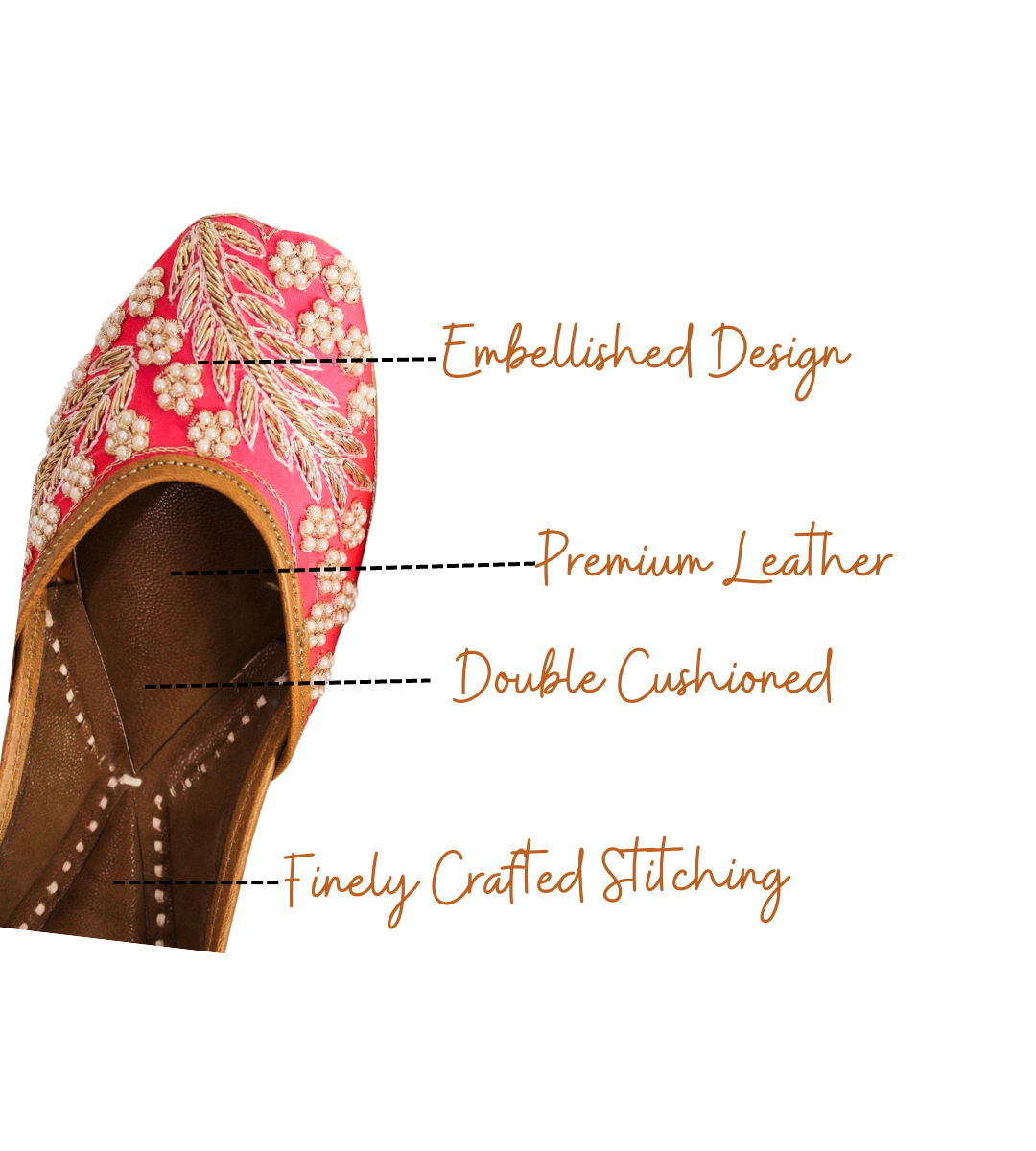 Featuring highlights of Blossom Pink punjabi jutti for ladies by tradsew