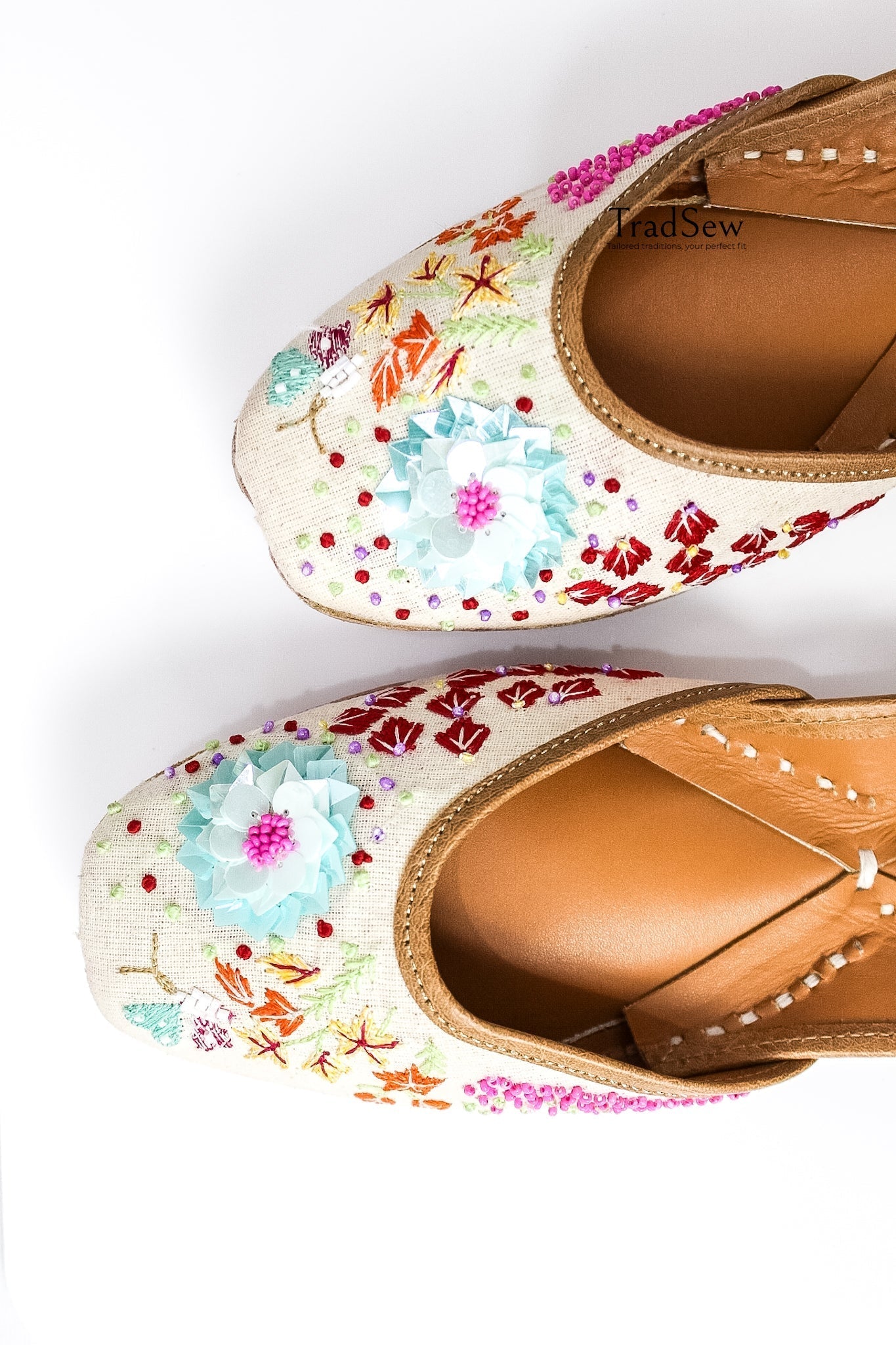 Blue poppy designer jutti by Tradsew