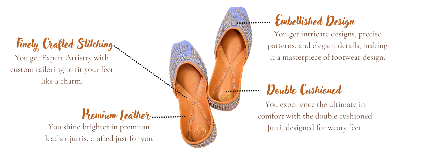 Featuring highlights of crown jewel punjabi jutti for women by tradsew