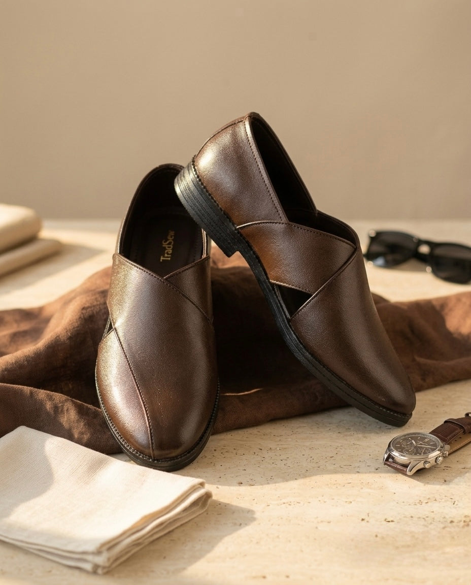Rayan (Brown Ethnic Leather Sandals)