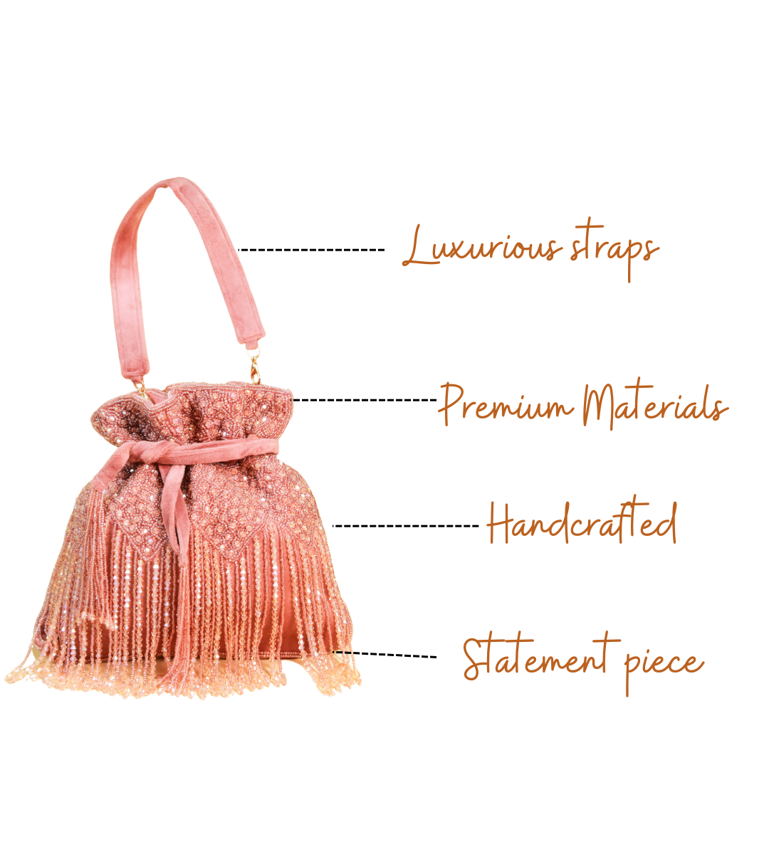 Features of Alisha Pink Potli Designer Handcrafted Potli for Women