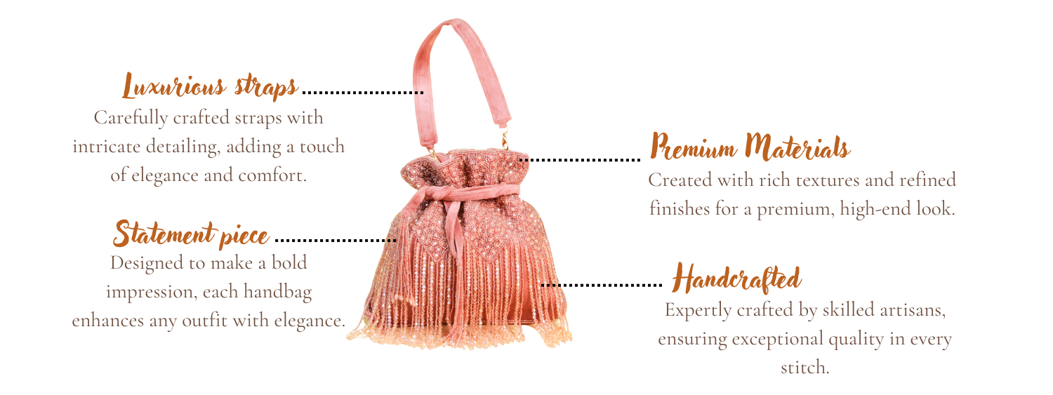 Features of Alisha Pink Potli Designer Handcrafted Potli for Women