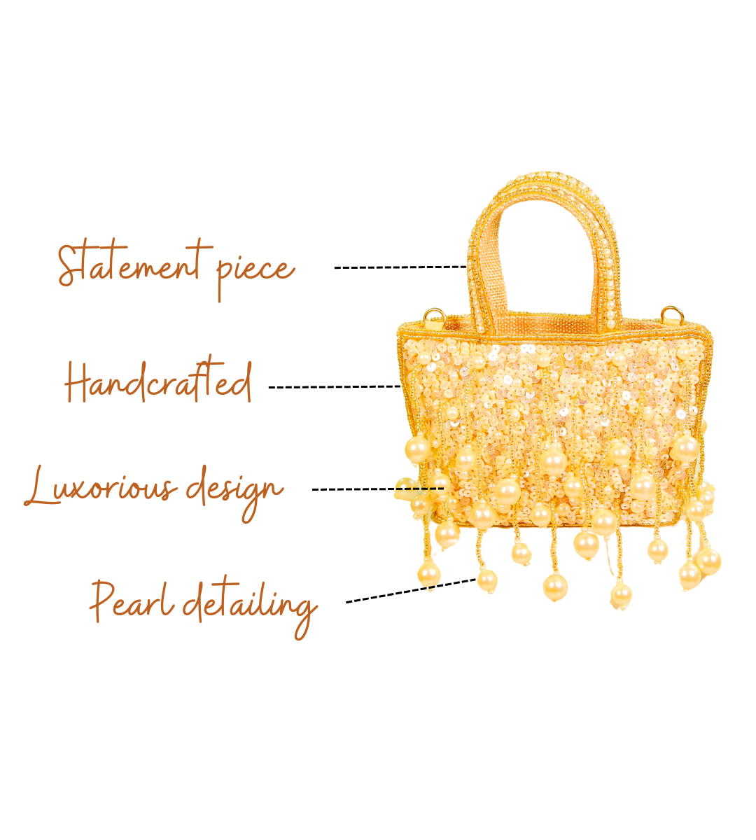 Features of Muskaan Gold Handcrafted Designer Handbags for Women