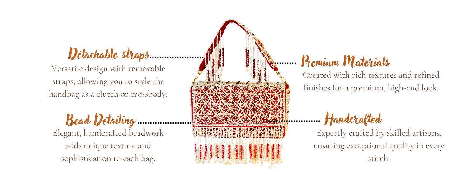 Features of Prisha Ruby Designer Handcrafted Handbags for Women