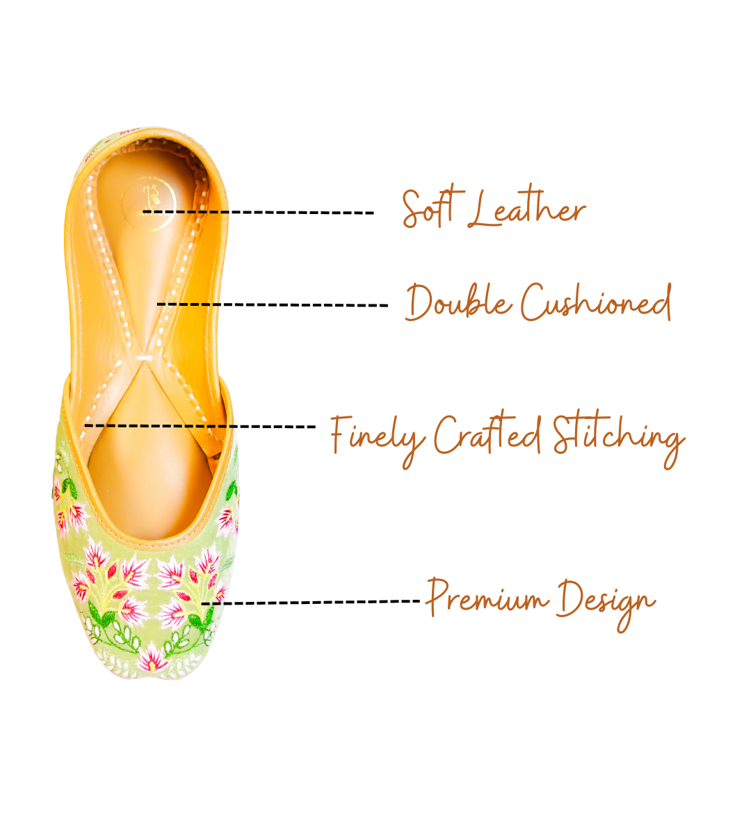 Features of Sapna Velvet Green Bridal Punjabi jutti for women