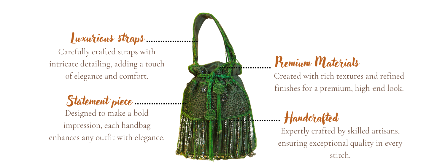 Features of Trisha Green Designer Handcrafted Potli For Women