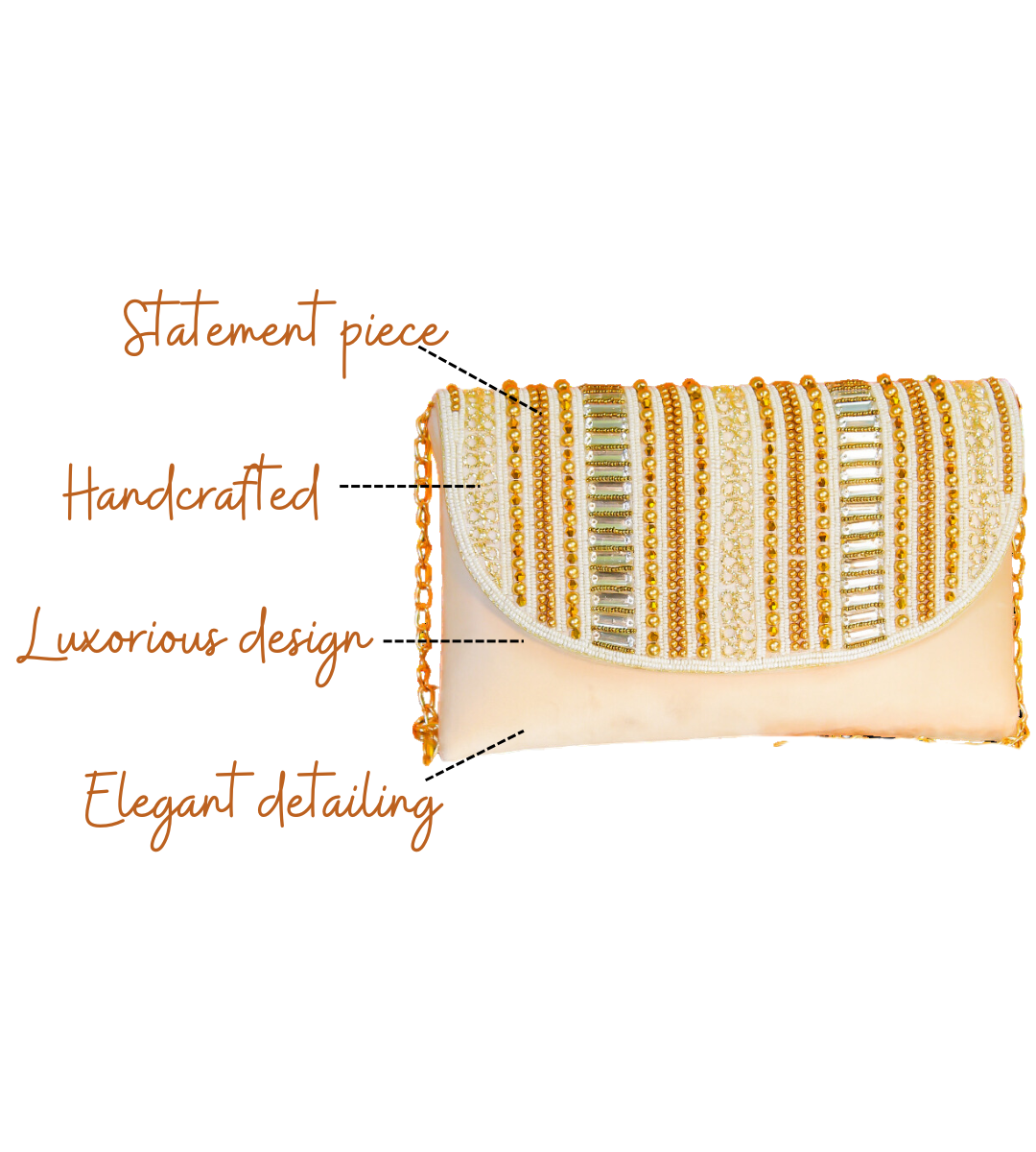 Features of Tulika Beige Handcrafted Designer flapbag for Women