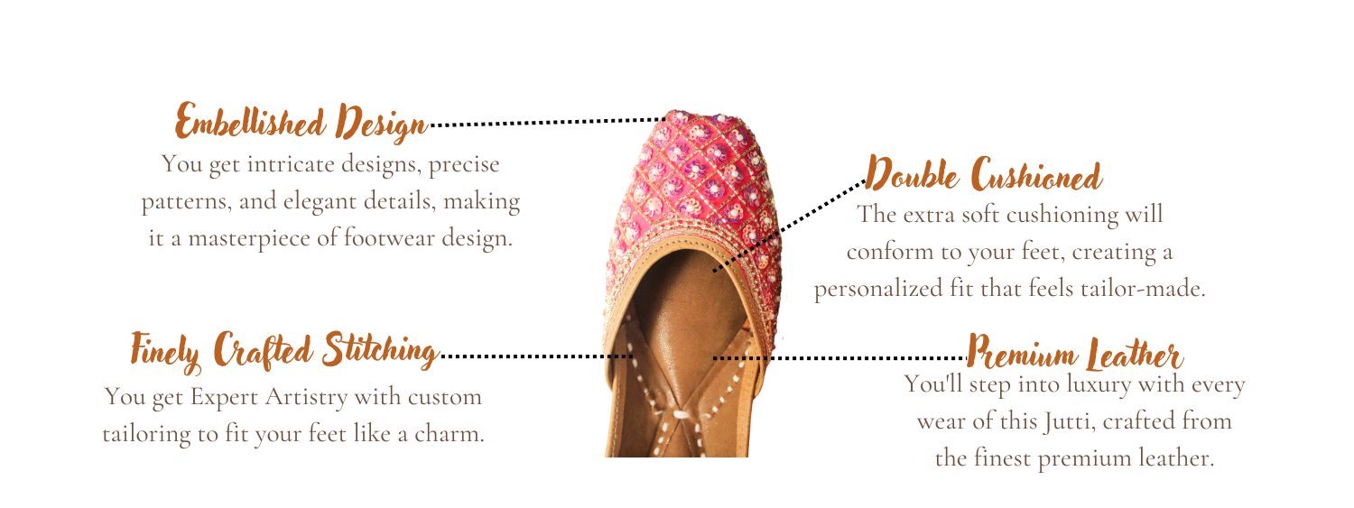 Featuring highlights of Gulabi Meenakari Punjabi jutti for ladies by tradsew