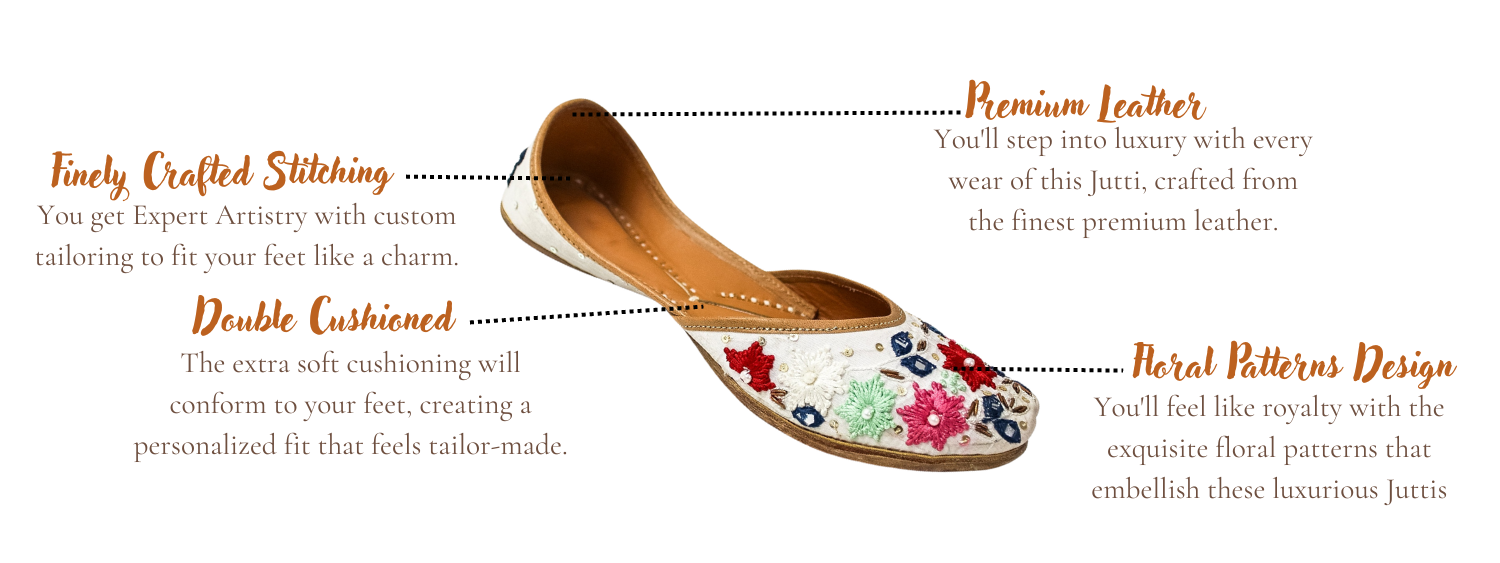 Featuring highlights of Isha Floral punjabi jutti for ladies by tradsew