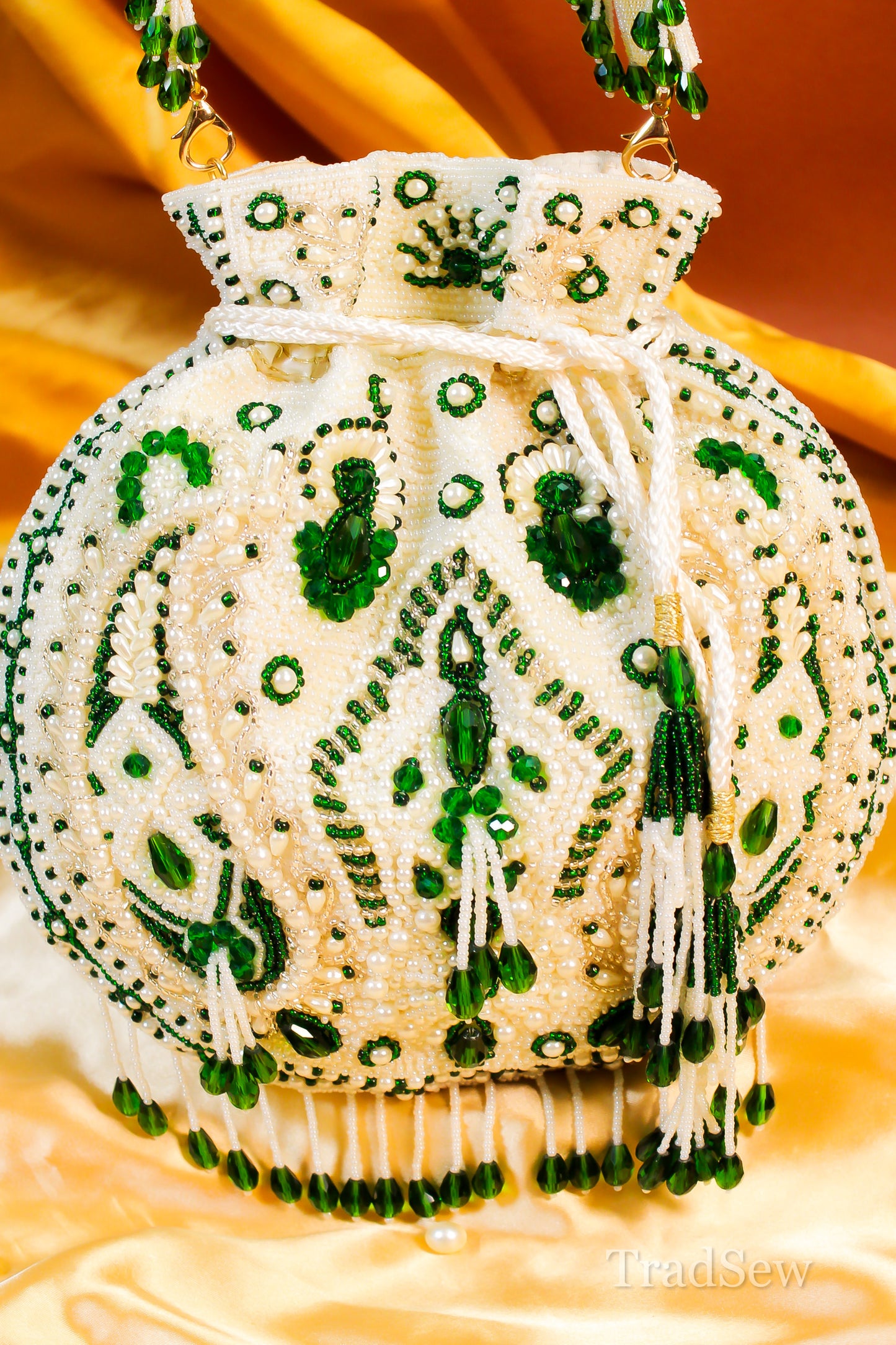Lyla white handcrafted designer potli for women