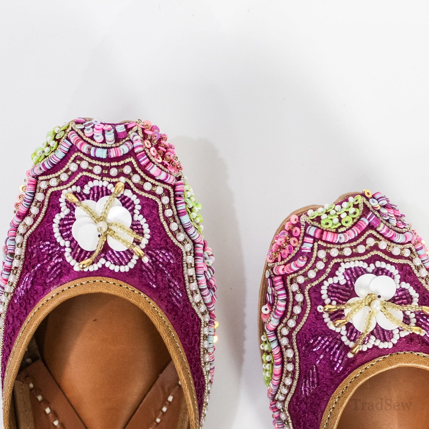 Magenta Bloom Embroidery Jutti by Tradsew