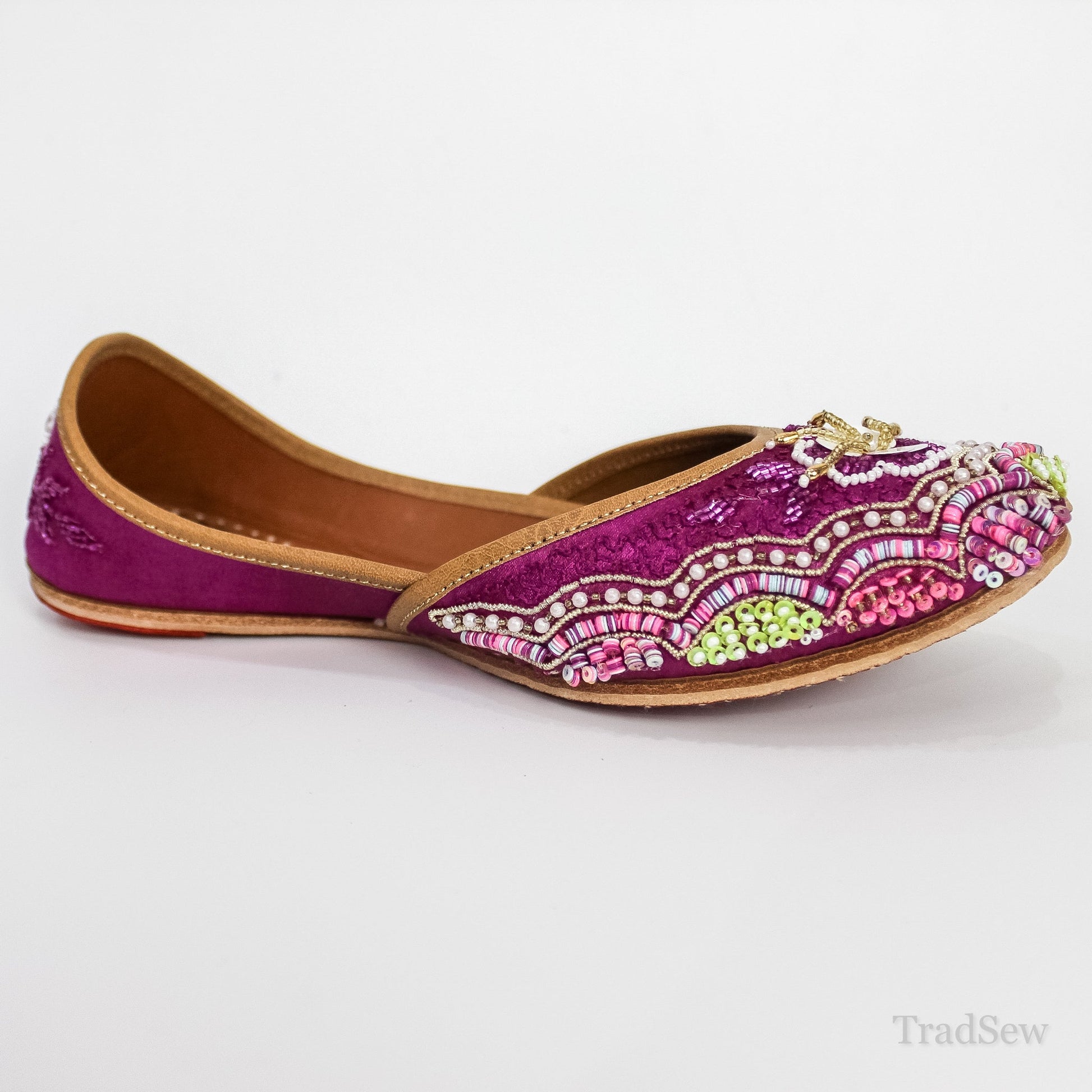 Magenta Bloom Embroidery Jutti by Tradsew
