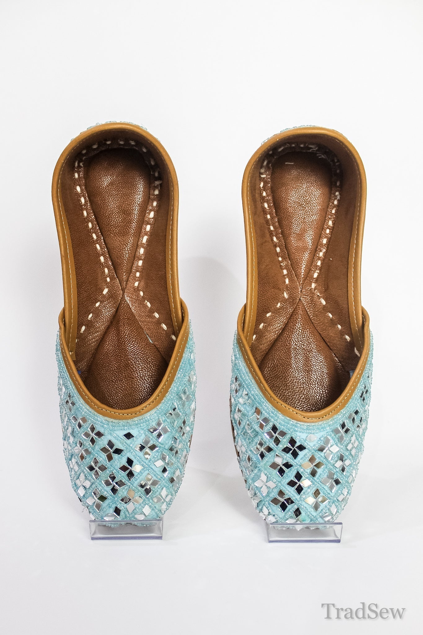 Misty Sky Glam Mirrorwork Jutti by Tradsew