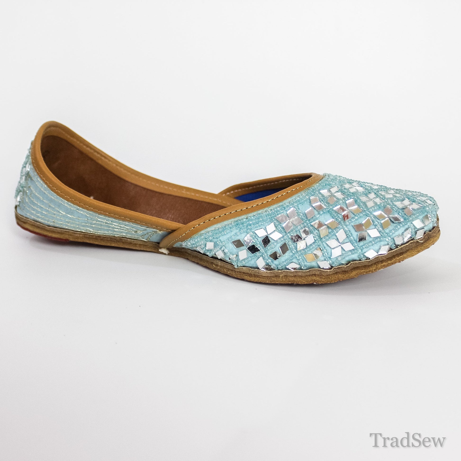 Misty Sky Glam Mirrorwork Jutti by Tradsew