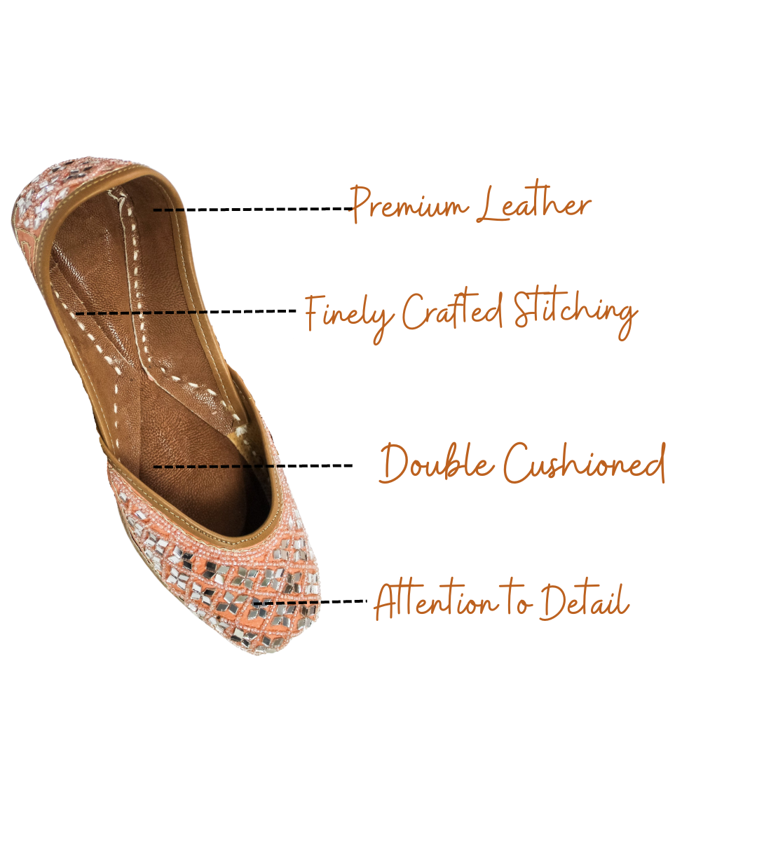 Featuring highlights misty glam peach punjabi jutti for ladies by tradsew