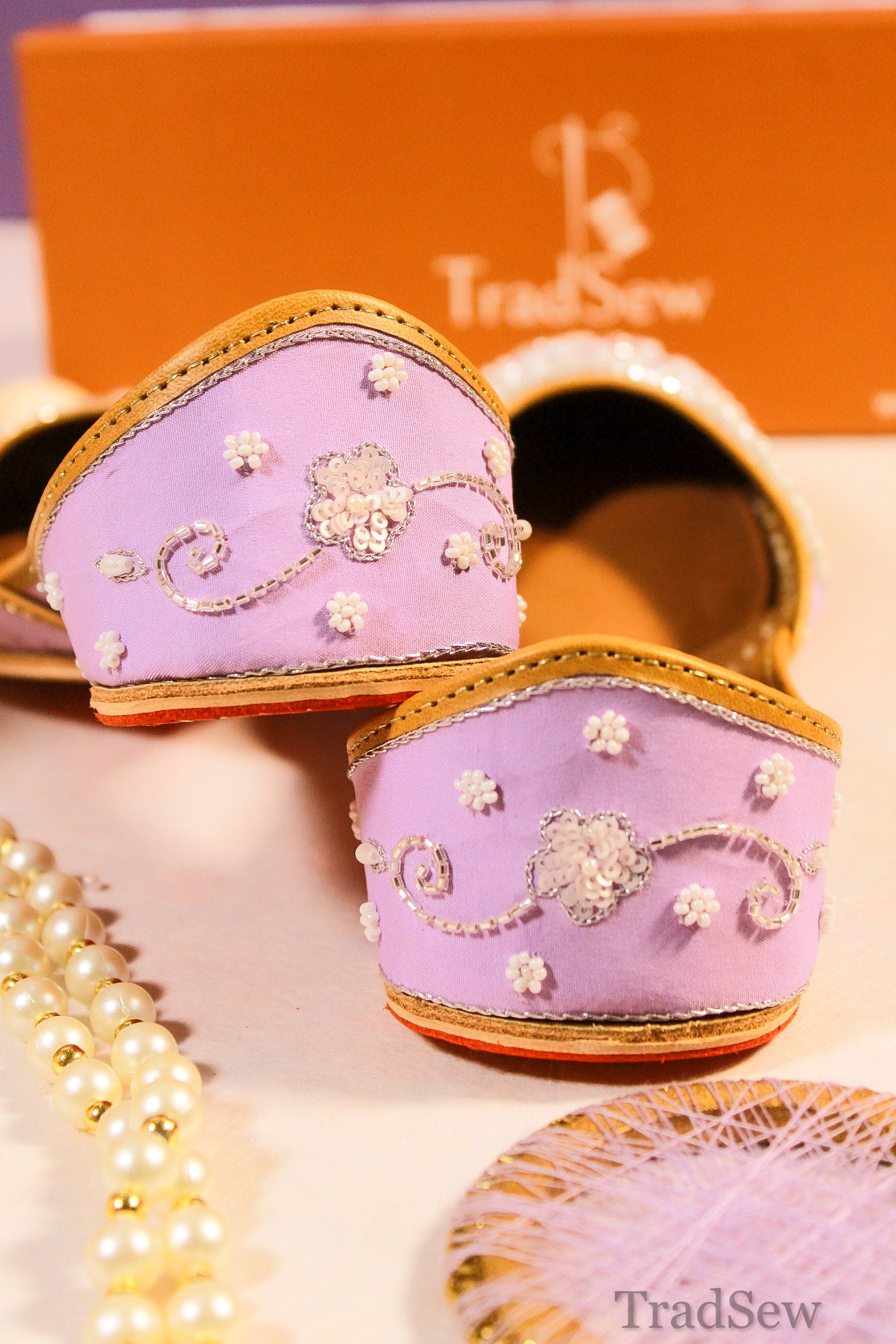 Mood shot of Mulikajaan Lavendar Punjabi Jutti for women