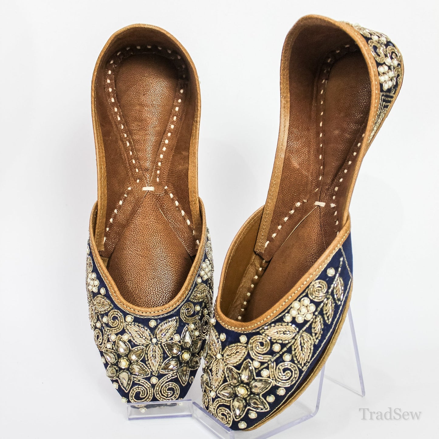 Navy Gold Ornamental Jutti by Tradsew