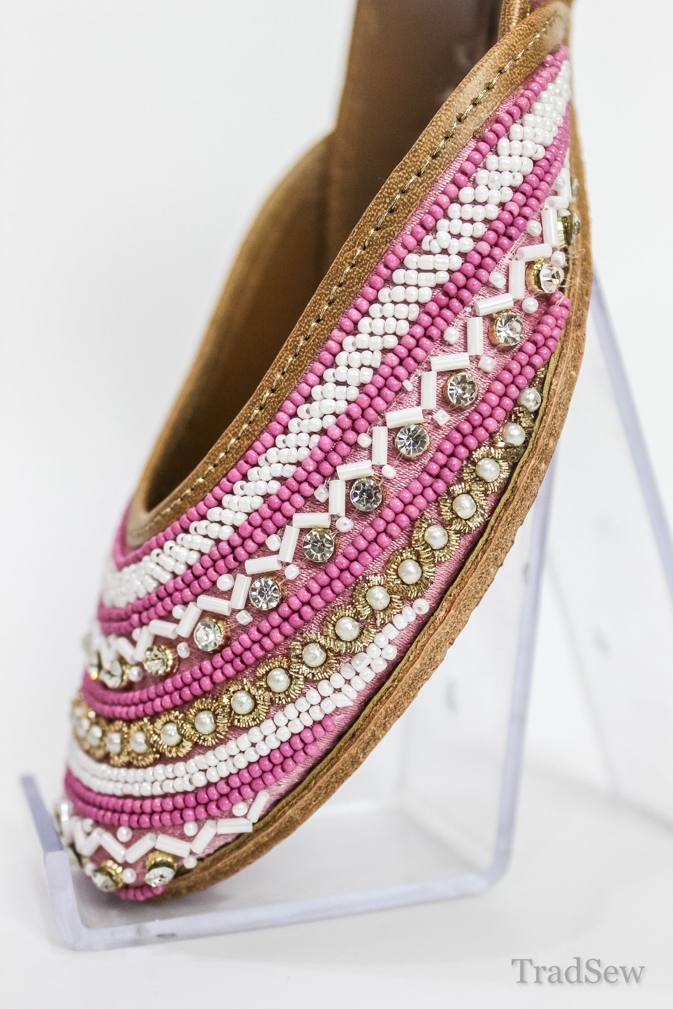 Pink Radiance Beaded Jutti by Tradsew