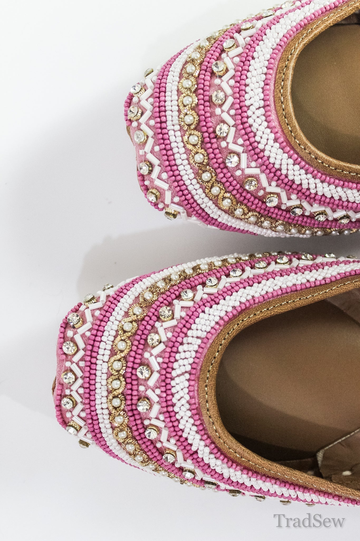 Pink Radiance Beaded Jutti by Tradsew