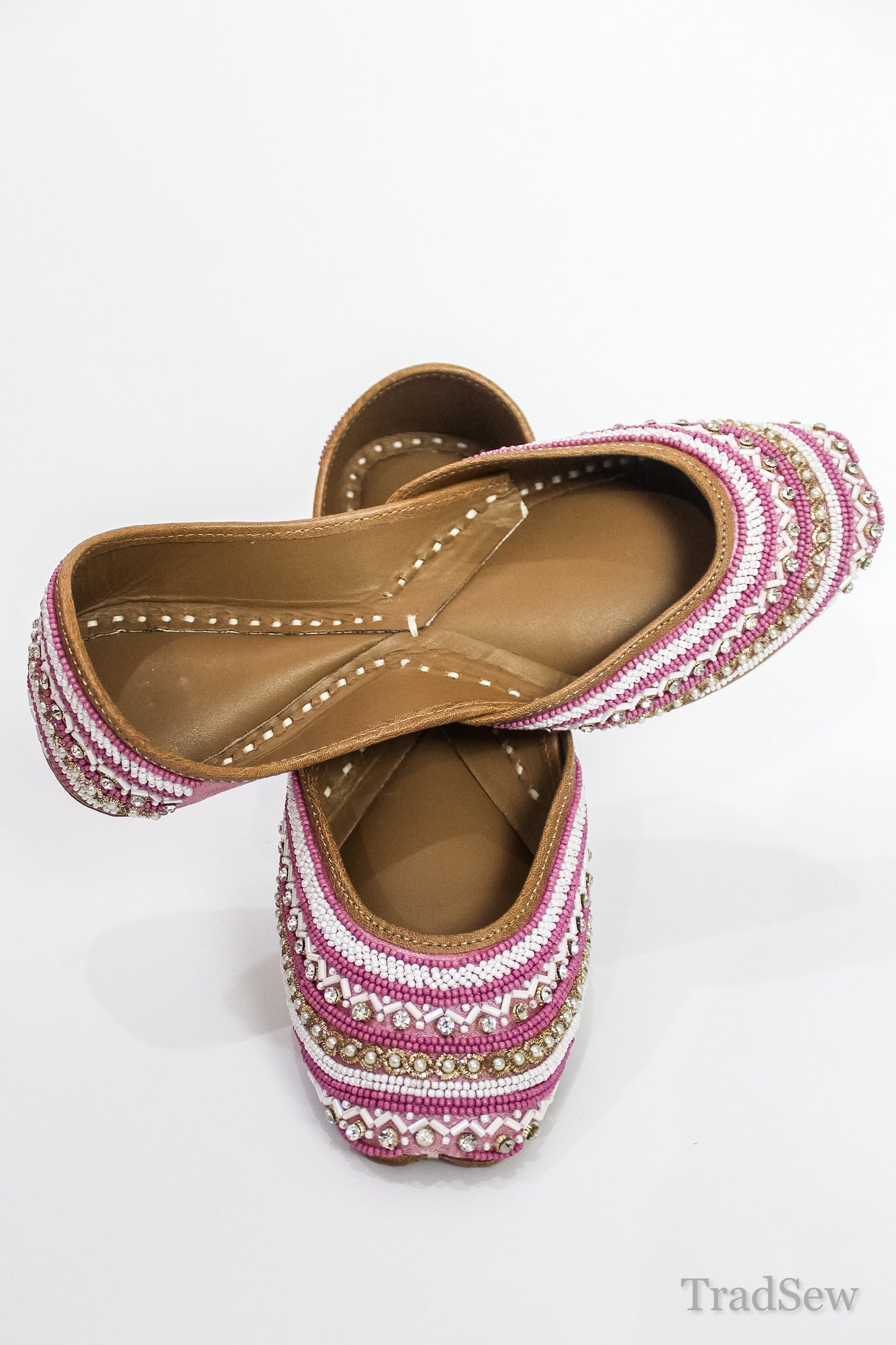 Pink Radiance Beaded Jutti by Tradsew
