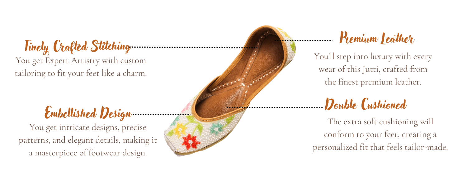 Featuring highlights of Shyla multicolour punjabi jutti for ladies by tradsew