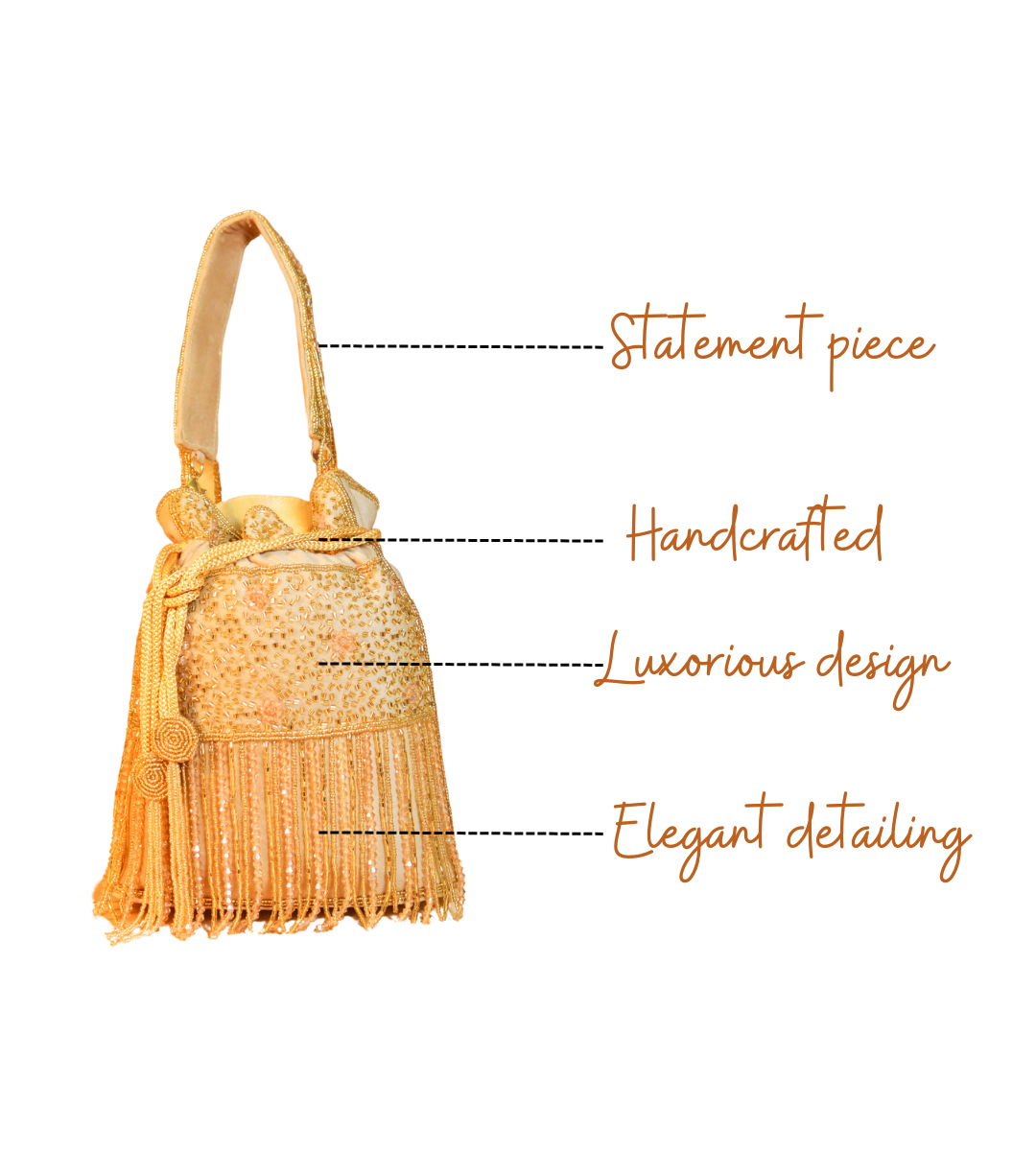 Trisha Peach Designer Handcrafted Potli For Women