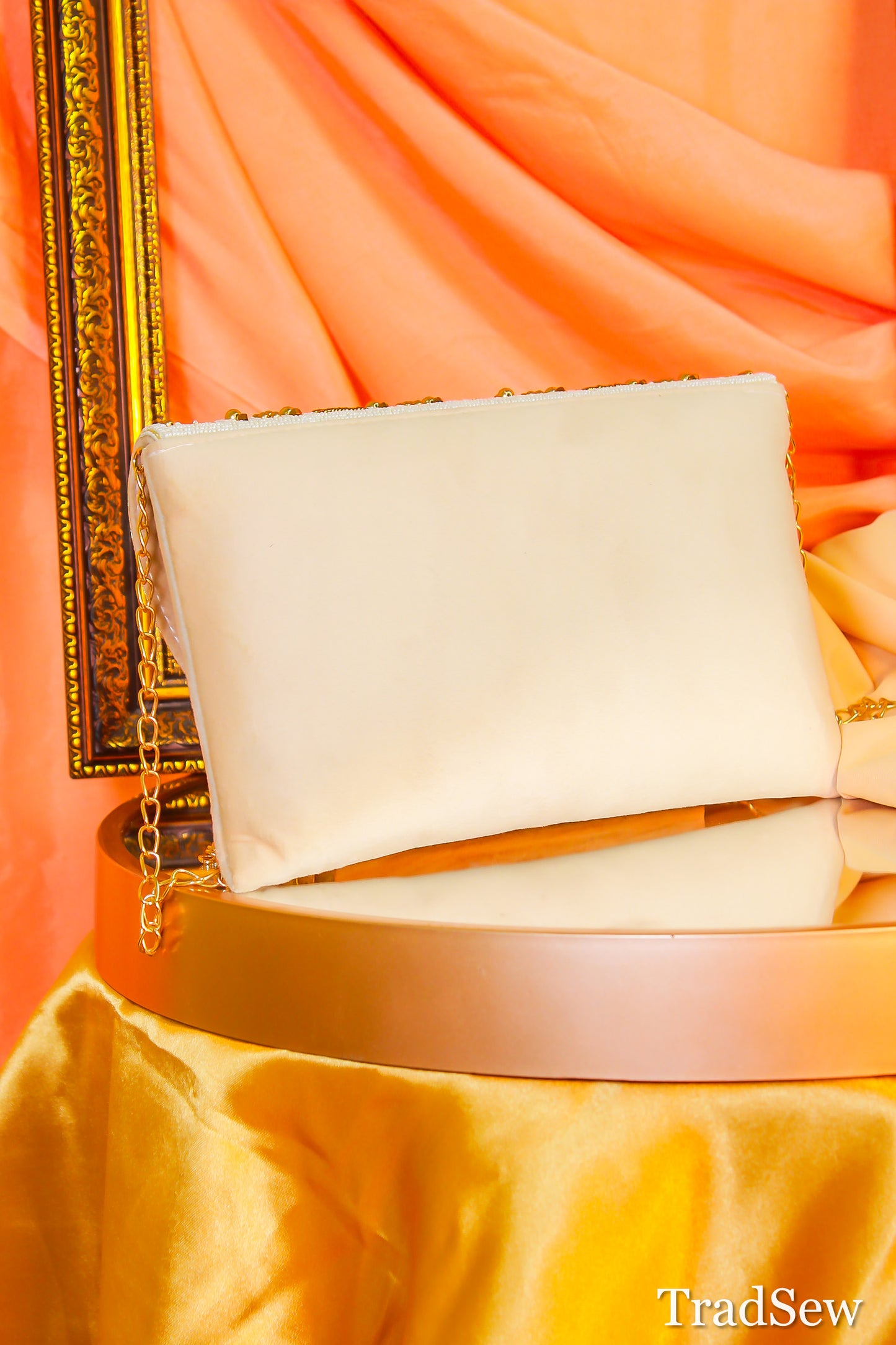 Tulika Beige Handcrafted Designer flapbag for Women