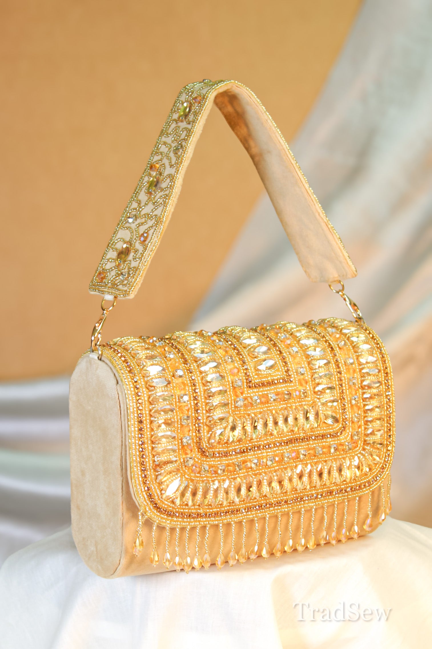 Vaani Golden Handcrafted Designer Handbags for Women