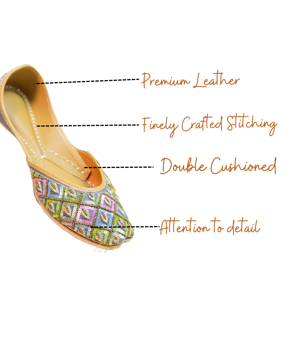 Featuring highlights of Waheeda Grey Punjabi jutti for ladies by tradsew