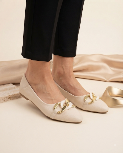 Synthia White Belly Flats