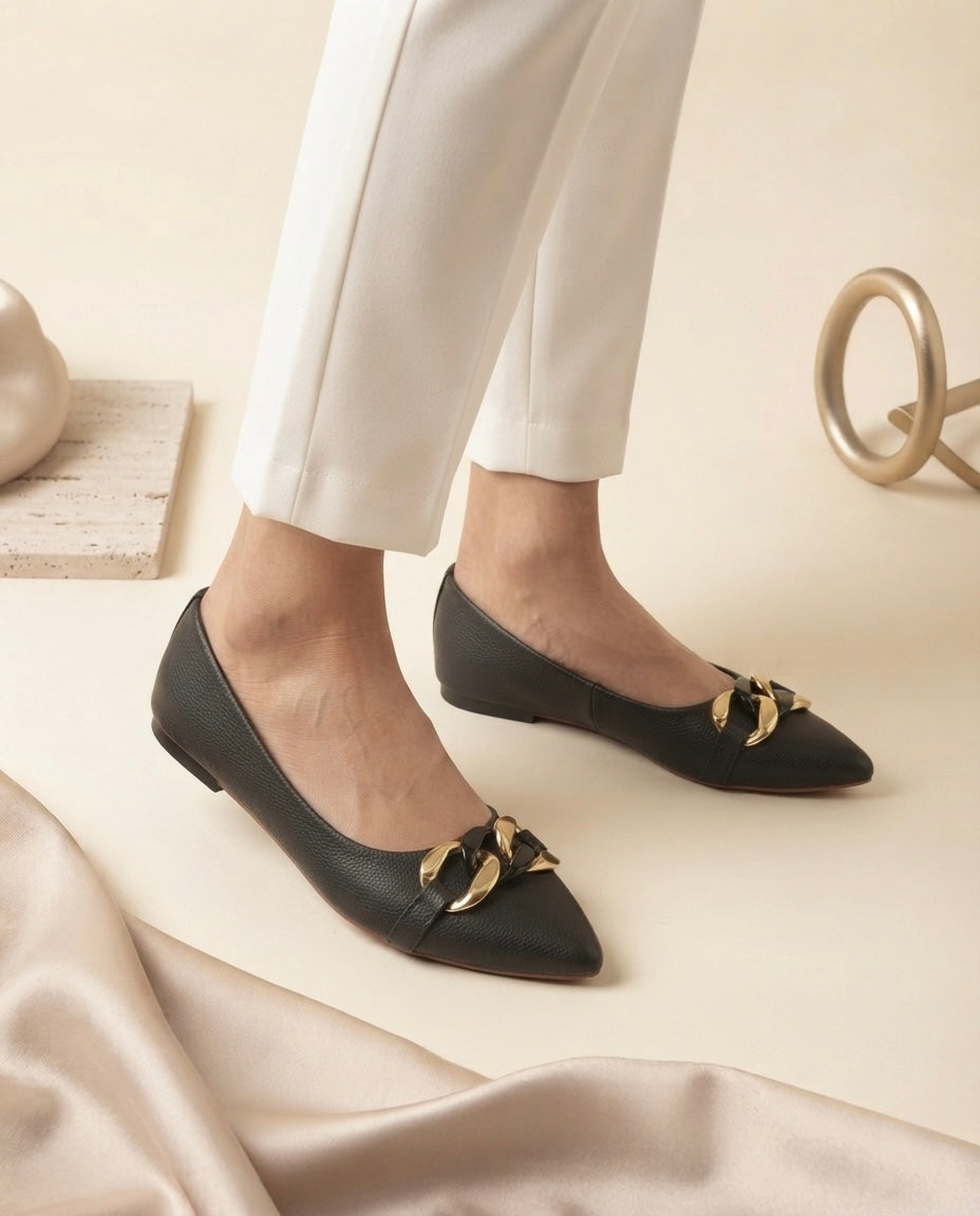 Synthia Black Belly Flats