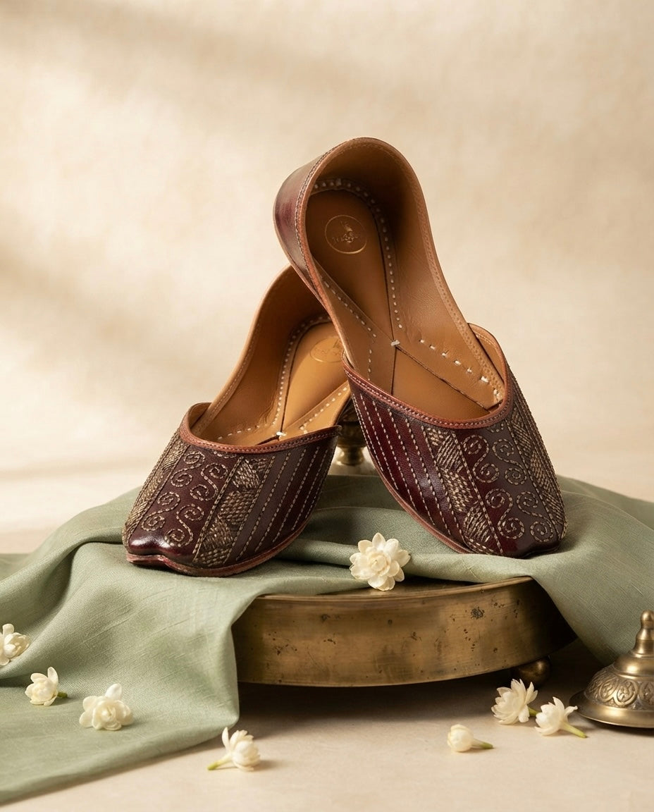Kajol Brown Leather (Jutti)