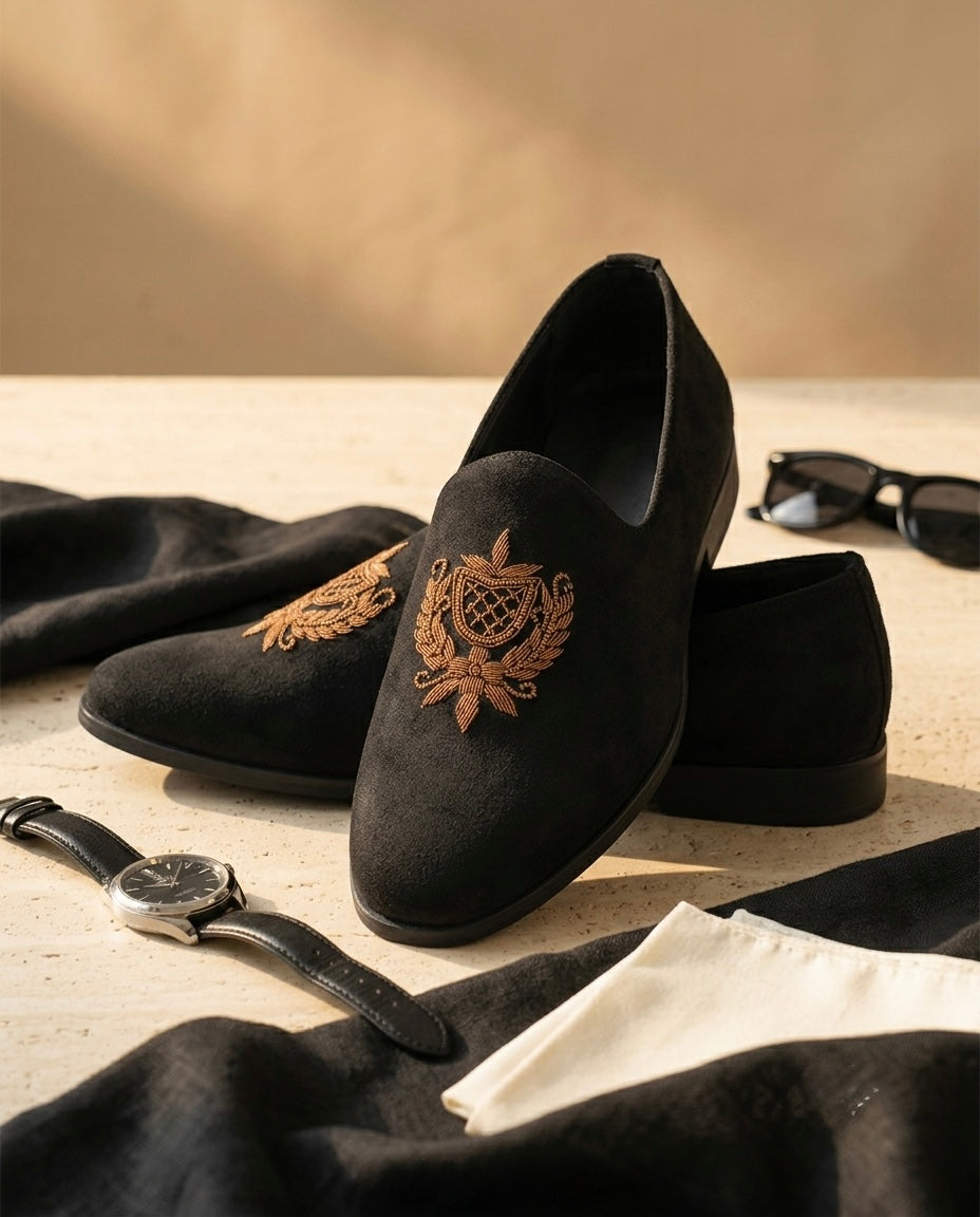 Paul (Black Ethnic Velvet Jutti)