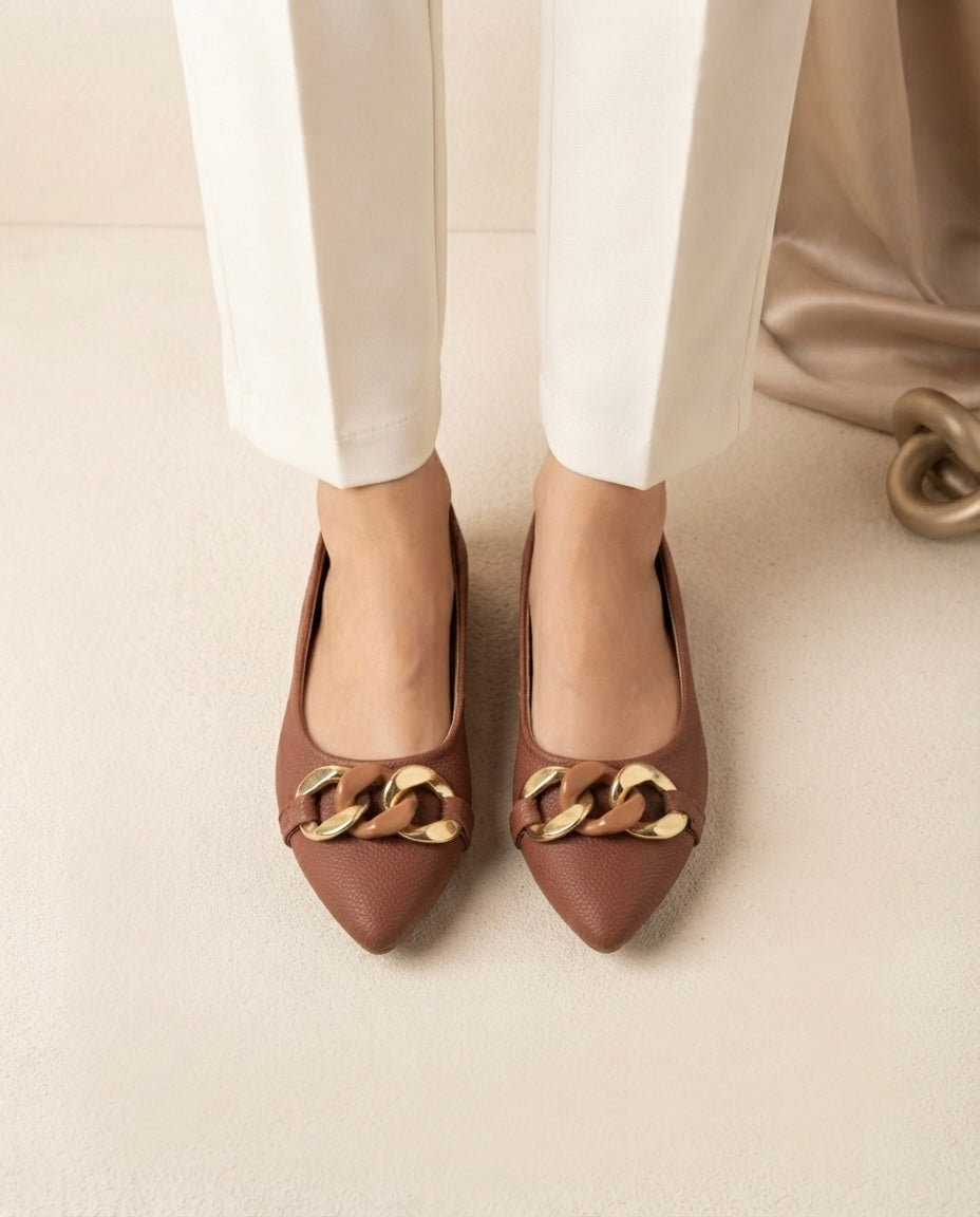 Synthia Brown Belly Flats
