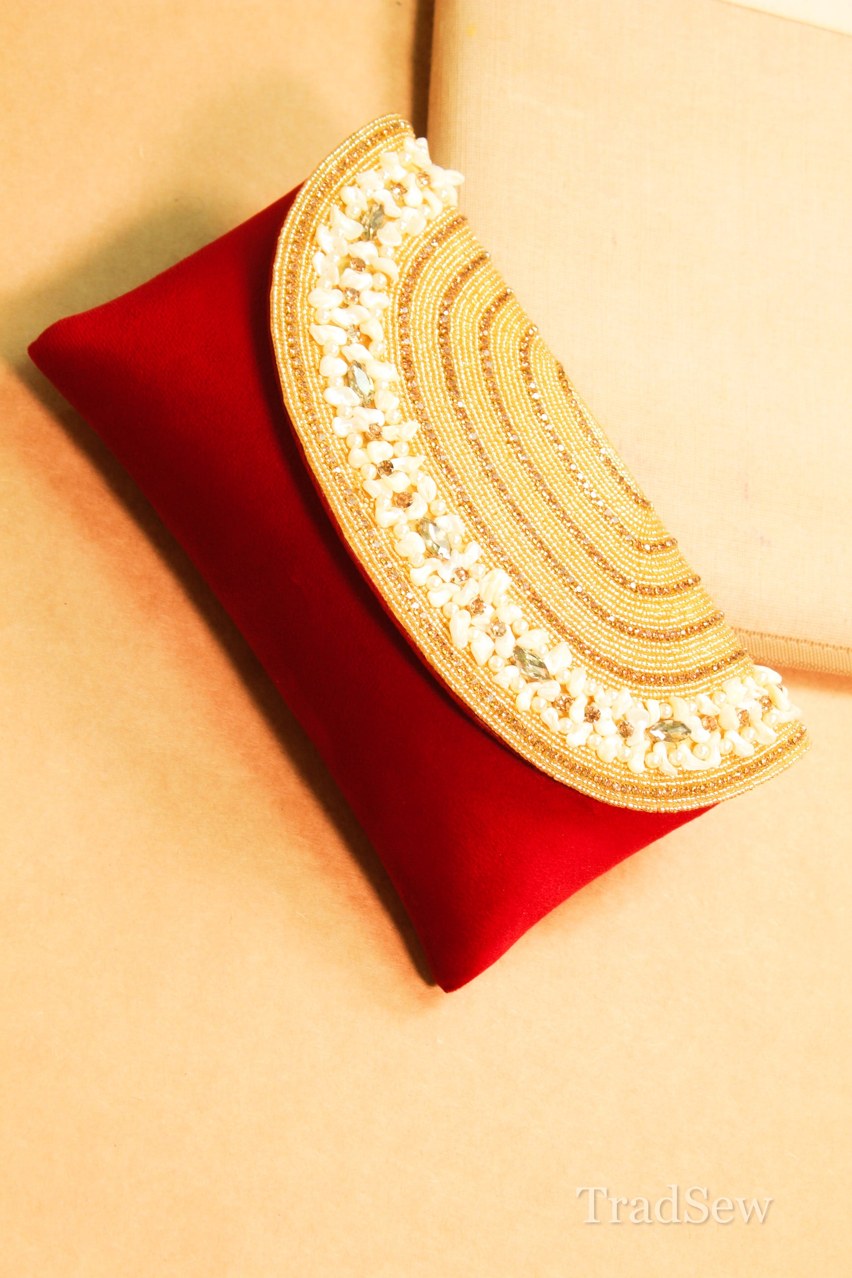 Naaz Red Handcrafted Designer Flapbag for Women