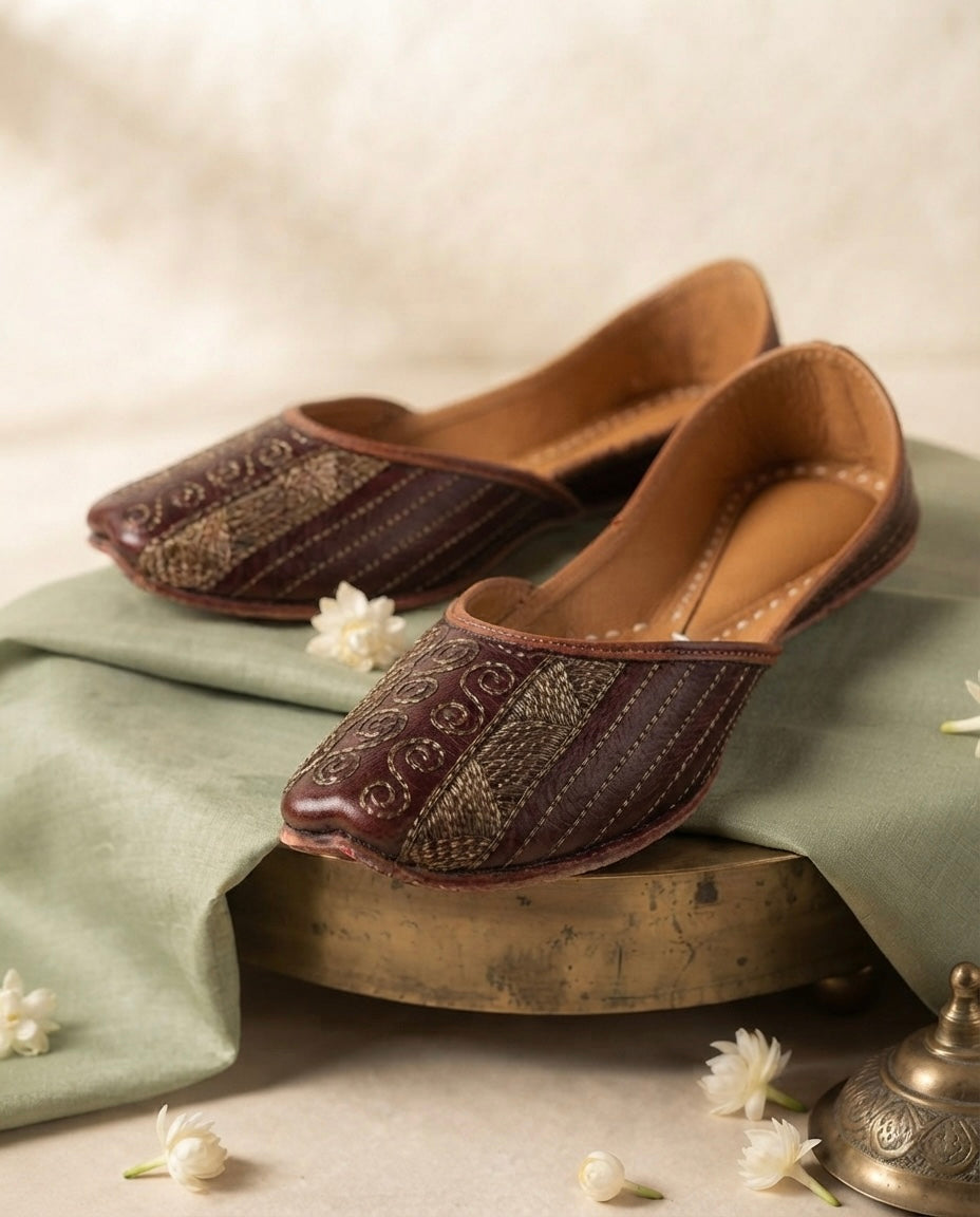 Kajol Brown Leather (Jutti)