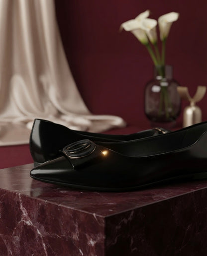 Elenor Black Belly Flats