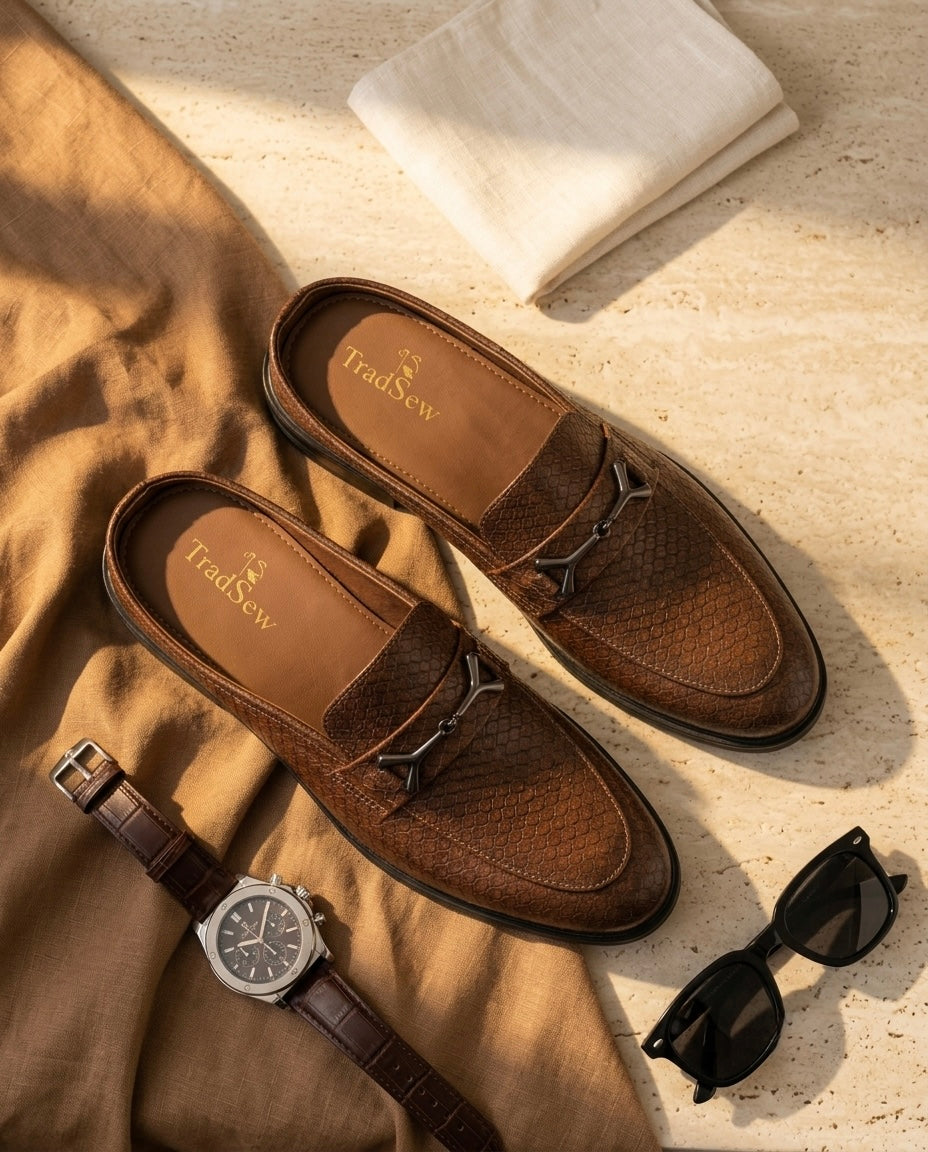 Felix (Brown Leather Mules)