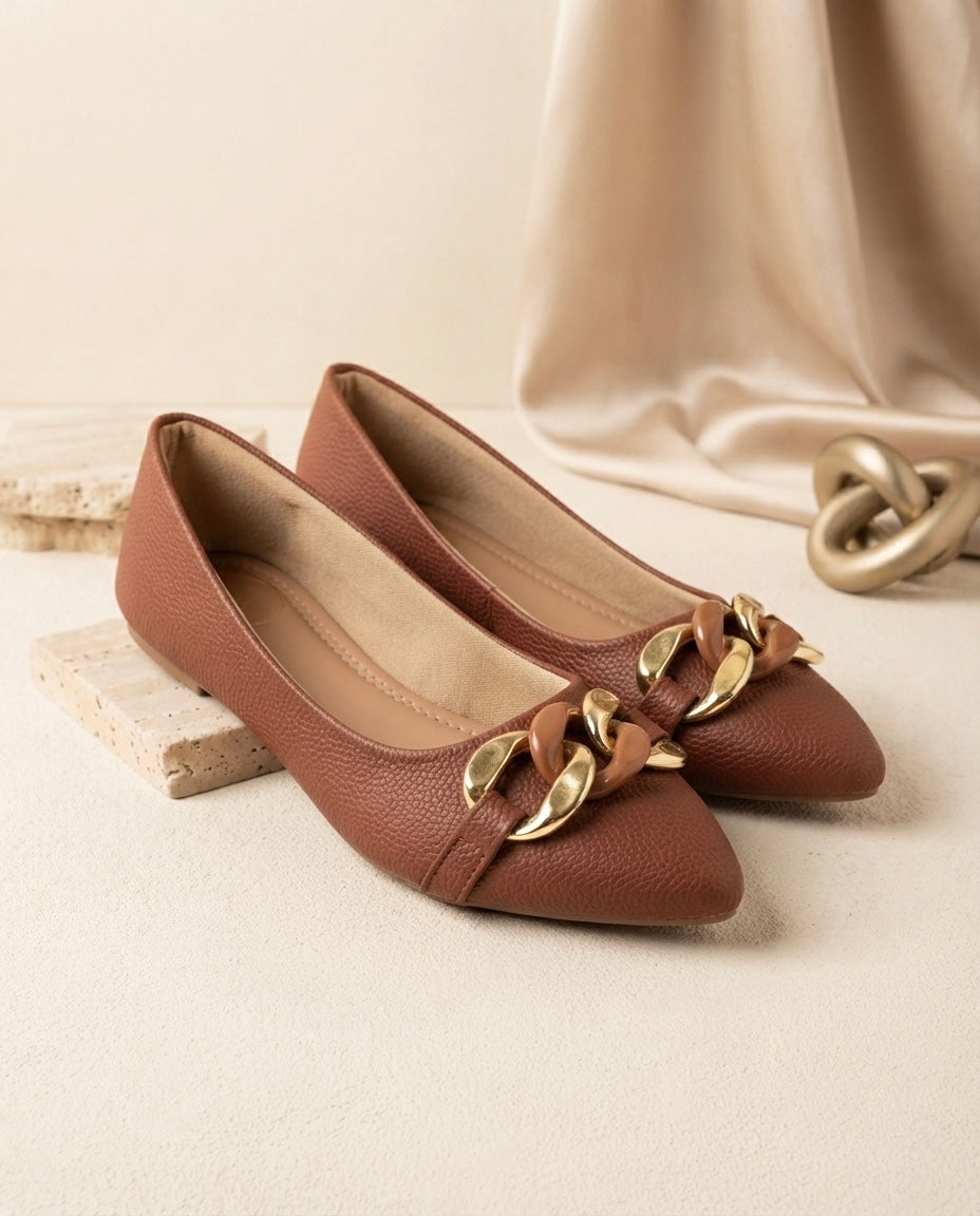 Synthia Brown Belly Flats