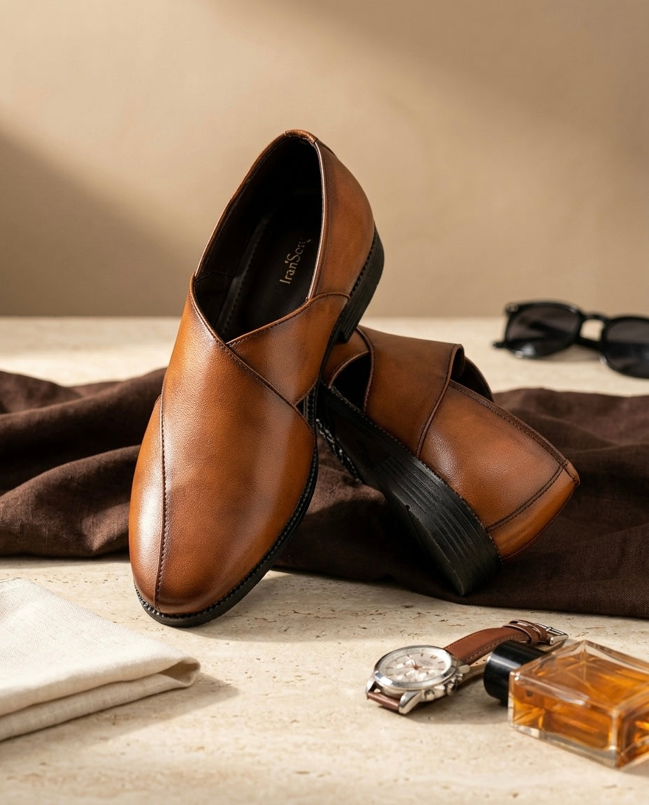 Rayan (Tan Ethnic Leather Sandals)
