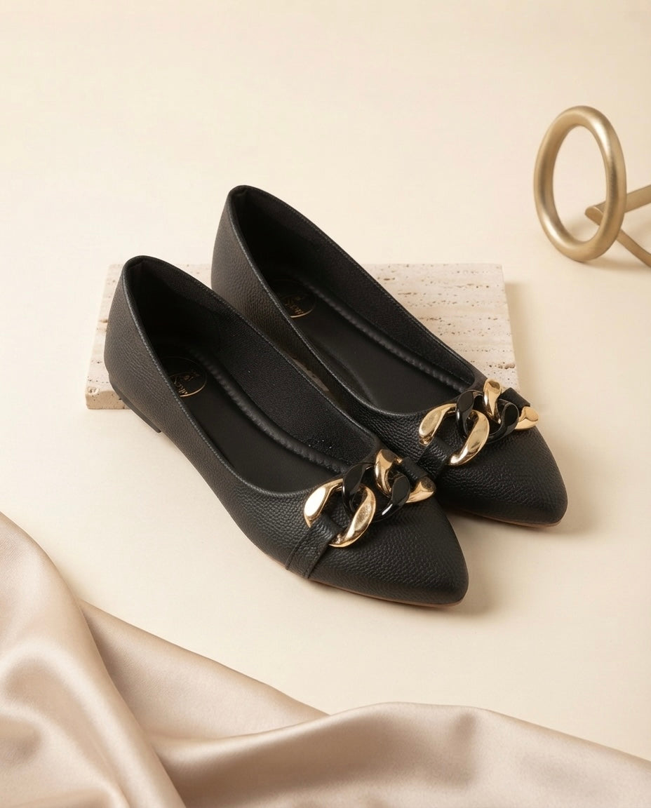Synthia Black Belly Flats