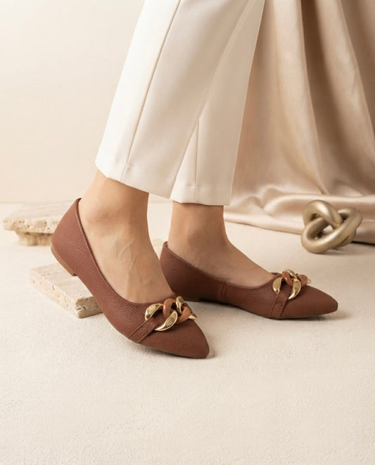 Synthia Brown Belly Flats