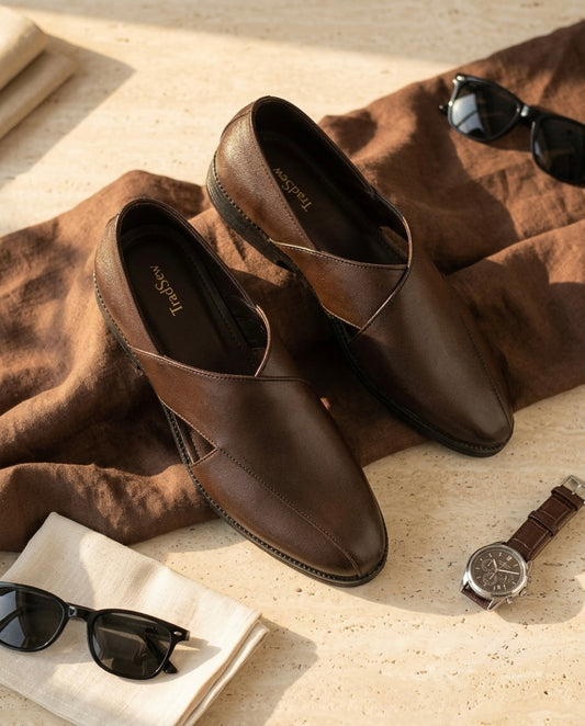 Rayan (Brown Ethnic Leather Sandals)