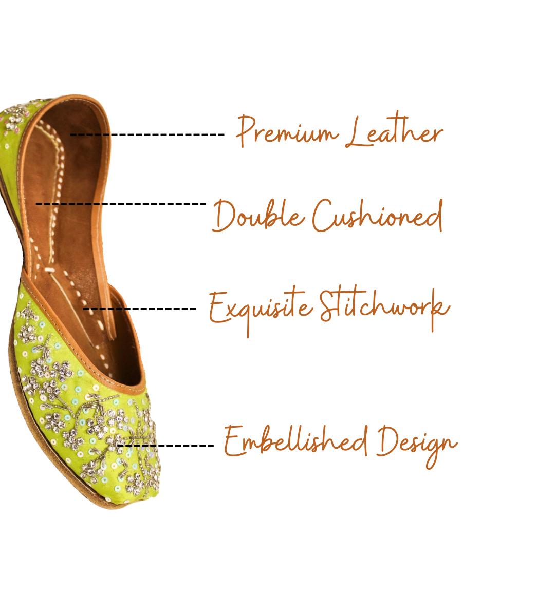 Featuring Highlights of Anushka Green punjabi jutti for women by tradsew