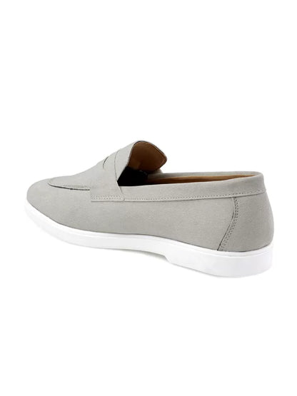 Light gray slip-on casual loafers on a white background