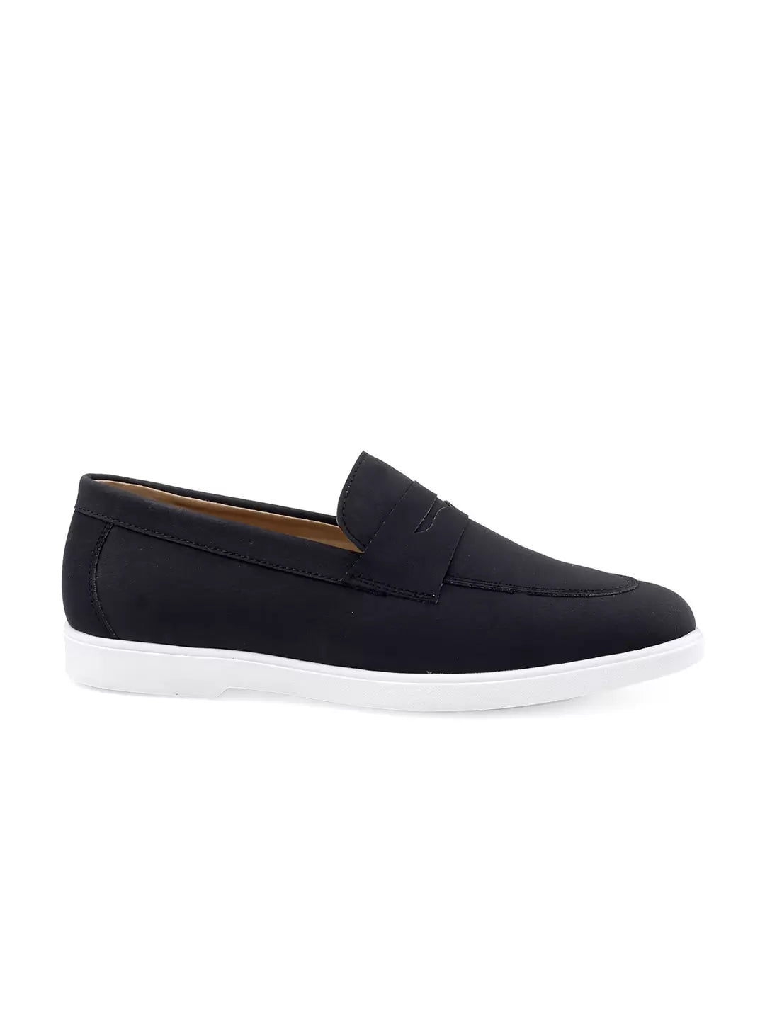 Black loafer shoe on a white background
