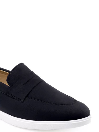 Closup shot of Black loafer shoe on a white background